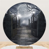 Mond Ziegel Wand Eisen Tor Halloween Kreis Hintergrund